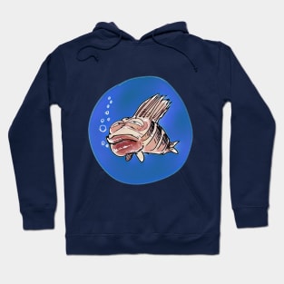 bored fish cartoon style funny illustration Hoodie